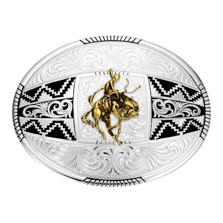 Montana Silversmiths Gürtelschnalle mit aztekischem Buckelpferd