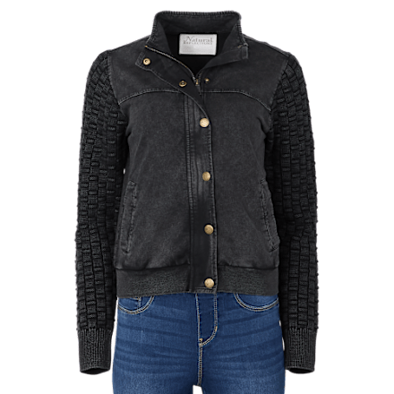 Natural Reflections Acid-Wash-Pullover-Bomberjacke