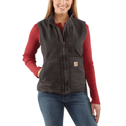 Carhartt Washed Duck Sherpa-gefütterte Stehkragen-Weste mit entspannter Passform für Damen