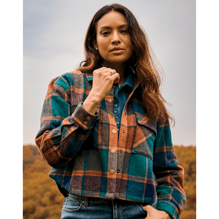 Karierte Button-Down-Hemdjacke mit langen Ärmeln von Natural Reflections