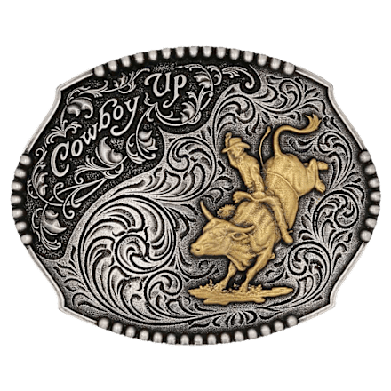 Montana Silversmiths Cowboy Up Bull Rider Gürtelschnalle