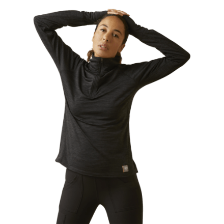 Ariat Rebar Gridwork Base-Layer-Langarmshirt mit Viertelreißverschluss für Damen