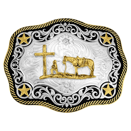 Montana Silversmiths Four Star Christian Cowboy Belt Buckle
