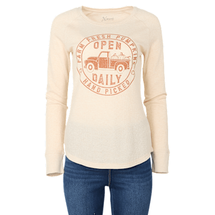 Natural Reflections Fall Truck Waffelstrick-Langarmshirt