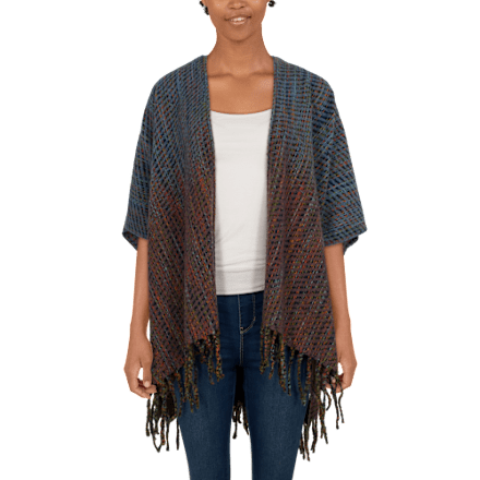 Natural Reflections Gradient Bias Weave Ruana