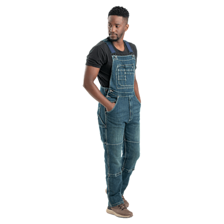 Berne Highland Latzhose aus ungefüttertem, gewaschenem Flex-Denim