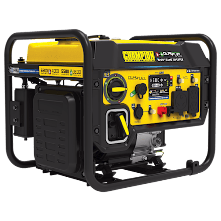 Champion Power Equipment 5.500 W tragbarer Dual-Fuel-Inverter-Generator mit offenem Rahmen und CO-Abschirmung