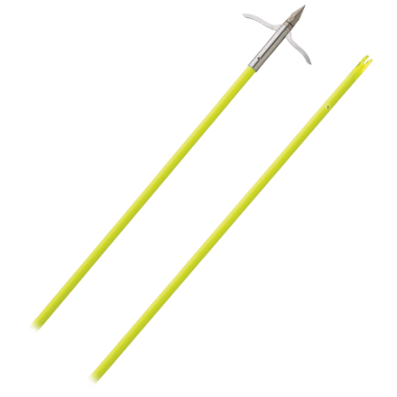 Muzzy Bowfishing Classic Chartreuse Fish Arrow with Iron 2-Barb Fish Point