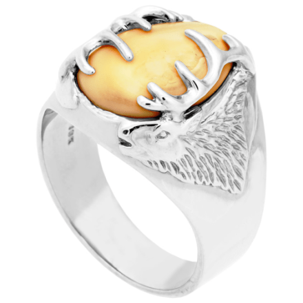 Maßgeschneiderter Herren-Geweihring aus Sterlingsilber der Frontier Collection