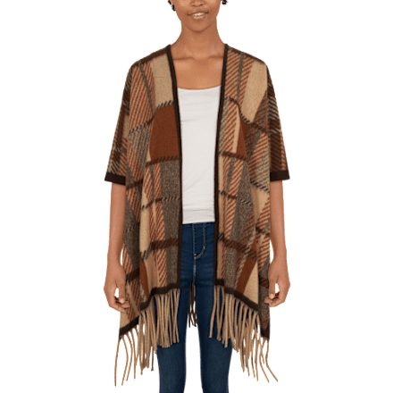 Natural Reflections Caramel Plaid Ruana