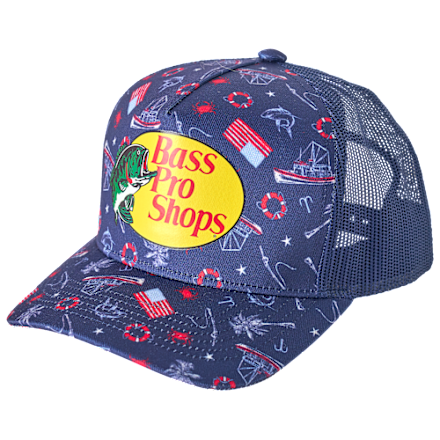 Bass Pro Shops Snapback-Kappe mit Küsten-Americana-Print