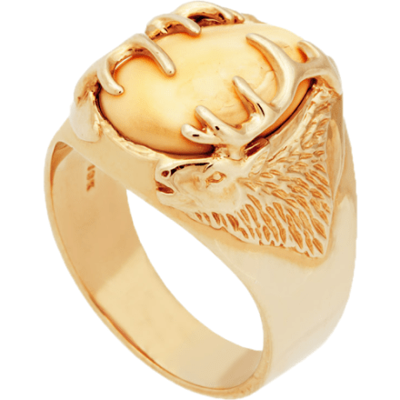 Frontier Collection Herren Custom 10-Kt. Doppelter Elchkopf-Elch-Elfenbein-Ring