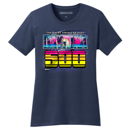 NASCAR 2025 Daytona 500 Throwback Grafik-Kurzarm-T-Shirt für Damen