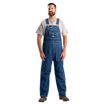 Berne Vintage Latzhose aus ungefüttertem, gewaschenem Denim