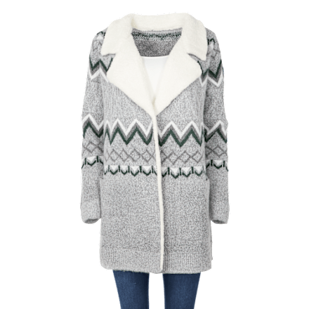 Natural Reflections Sherpa-Revers-Langarm-Cardigan