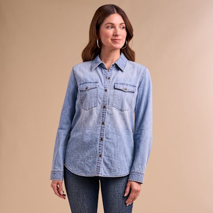 Natural Reflections Denim-Langarm-Button-Down-Hemd