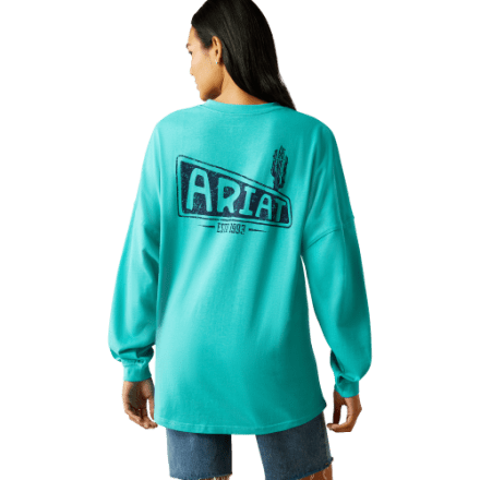 Ariat Graphic Canvas Übergroßes Langarm-T-Shirt für Damen