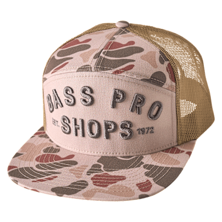 Bass Pro Shops 7-Panel Camo Mesh-Back Snapback Trucker Cap
