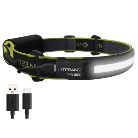 LITEBAND Pro 1000 wiederaufladbare LED-Stirnlampe mit breitem Lichtkegel