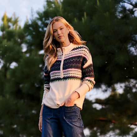 Natural Reflections Fair-Isle-Pullover mit Viertelreißverschluss