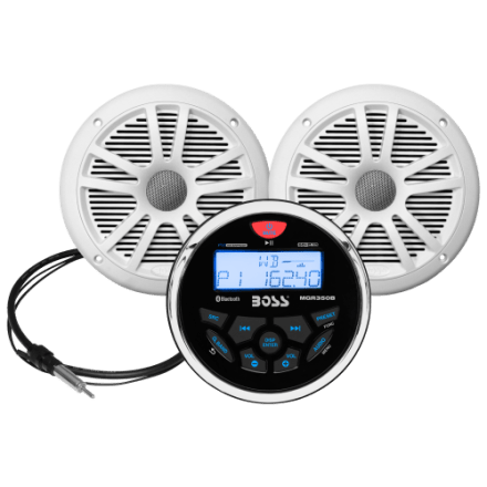 Boss Audio Marine MCKGB350W.6 USB/AM/FM Bluetooth Marine Gauge Radio mit 180-W-Marine-Lautsprecherset